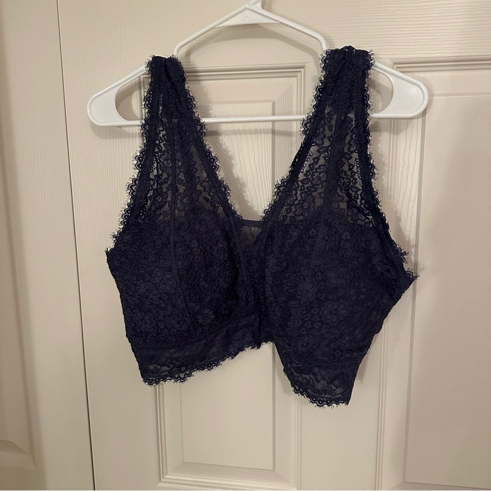 ❤️BNWOT❤️ American Eagle Aerie Elegant Lace Racerback Navy Bralette Size XXL